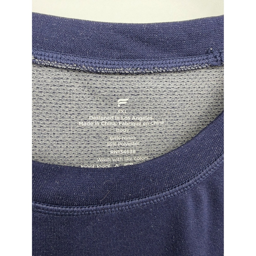Fabletics Training day T-Shirt Mens XXL Navy Blue Mesh Performance Short Sleeve - Picture 2 of 6
